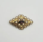 Vintage Gold Tone Opaline Filigree Brooch