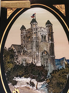 Vintage City College of New York Reverse Painted Glass