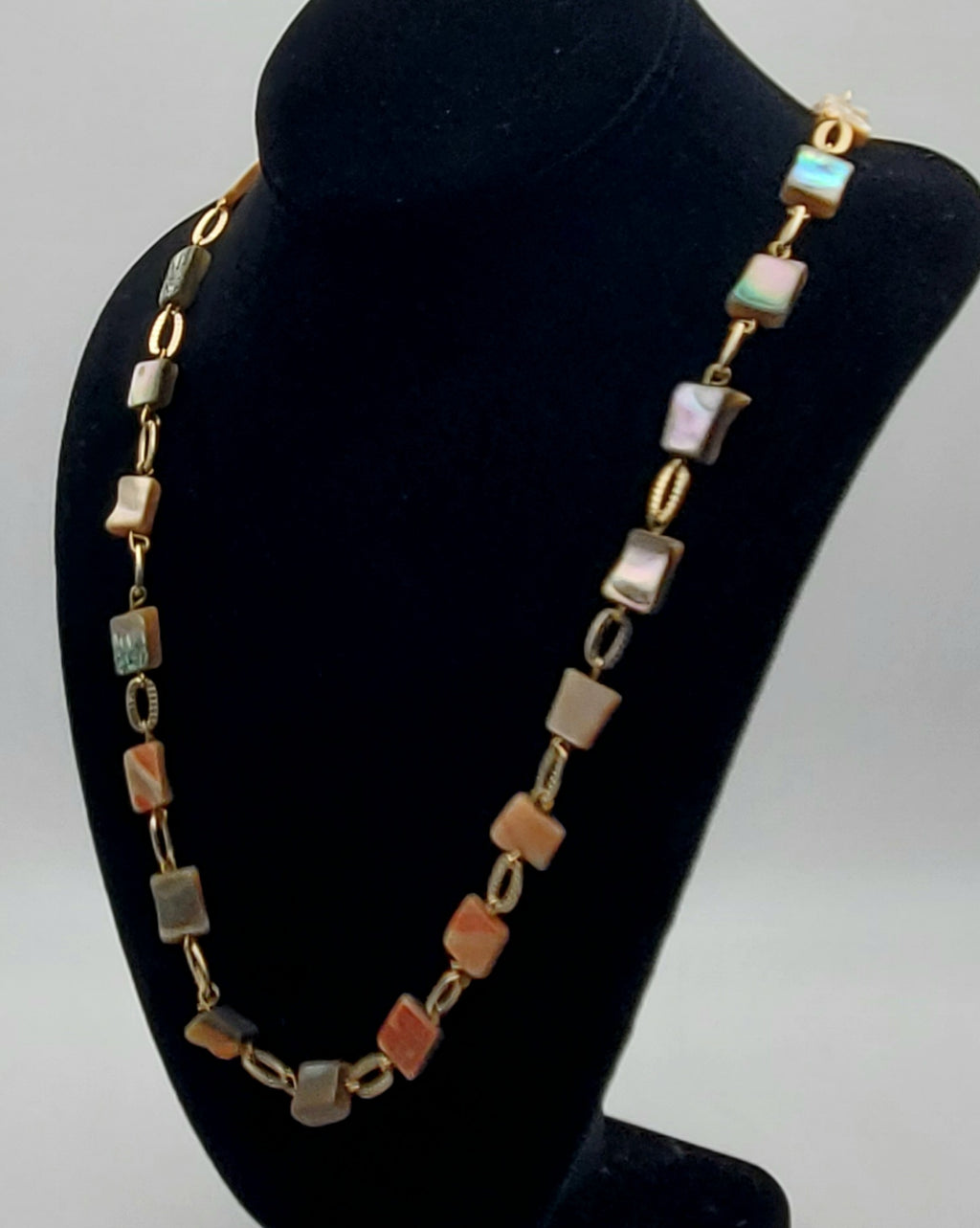 Abalone Shell Gold Tone Chain Necklace - 26"