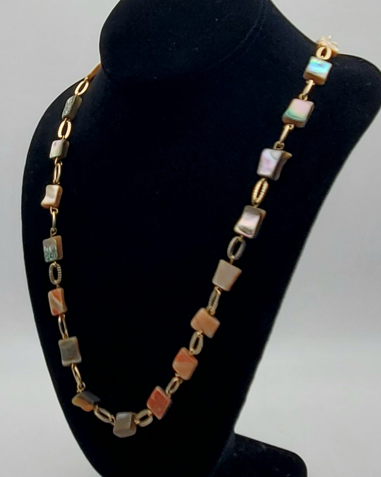 Abalone Shell Gold Tone Chain Necklace - 26"
