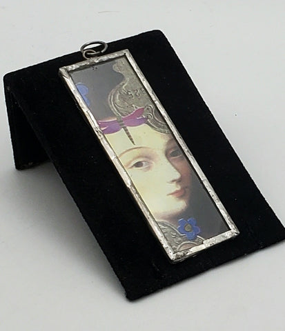 Vintage Silver Tone Collage Pendant