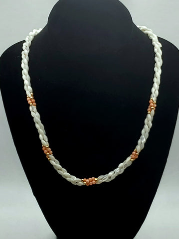 Vintage Triple Twisted Mother-of-Pearl, Pink Coral Necklace - 24"