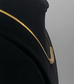 Gold Tone Herringbone Link Rhinestone Pendant Chain Necklace