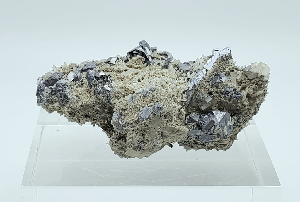 Galena and Needle Crystal Quartz Cluster Mineral Specimen - Bulgaria