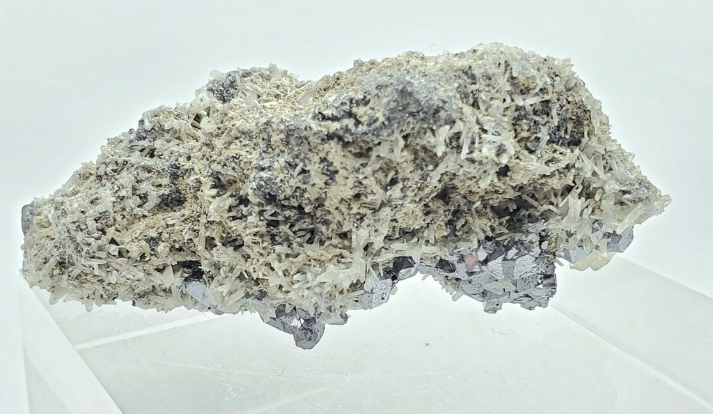 Galena and Needle Crystal Quartz Cluster Mineral Specimen - Bulgaria