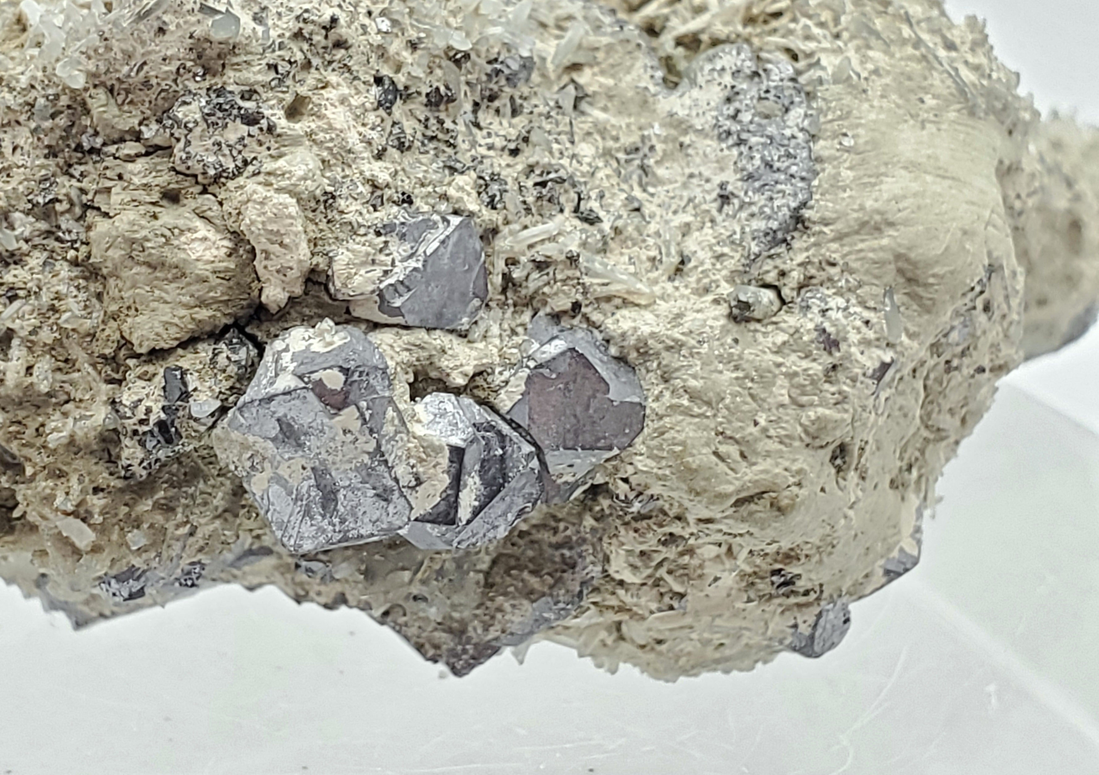 Galena and Needle Crystal Quartz Cluster Mineral Specimen - Bulgaria