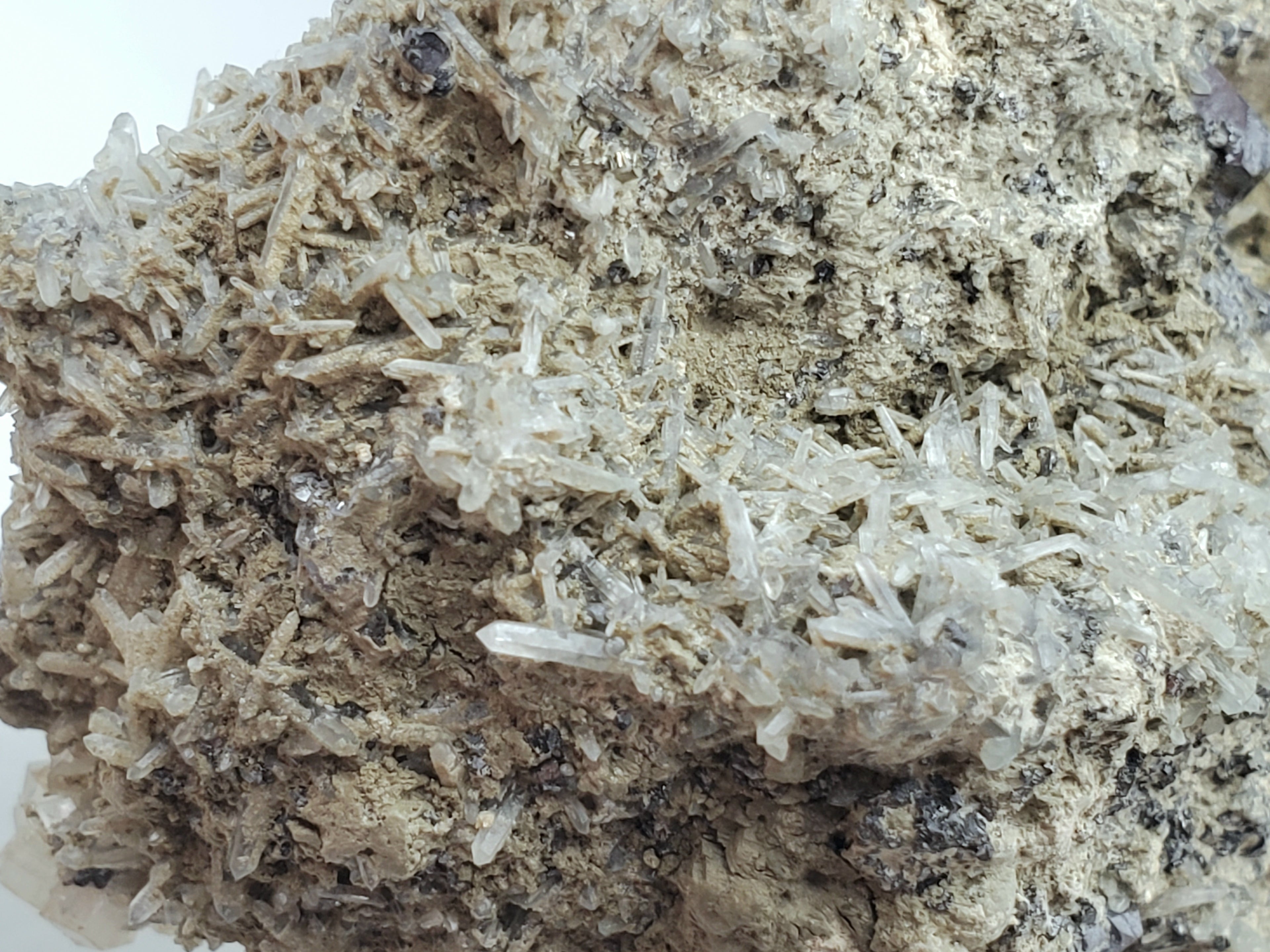 Galena and Needle Crystal Quartz Cluster Mineral Specimen - Bulgaria