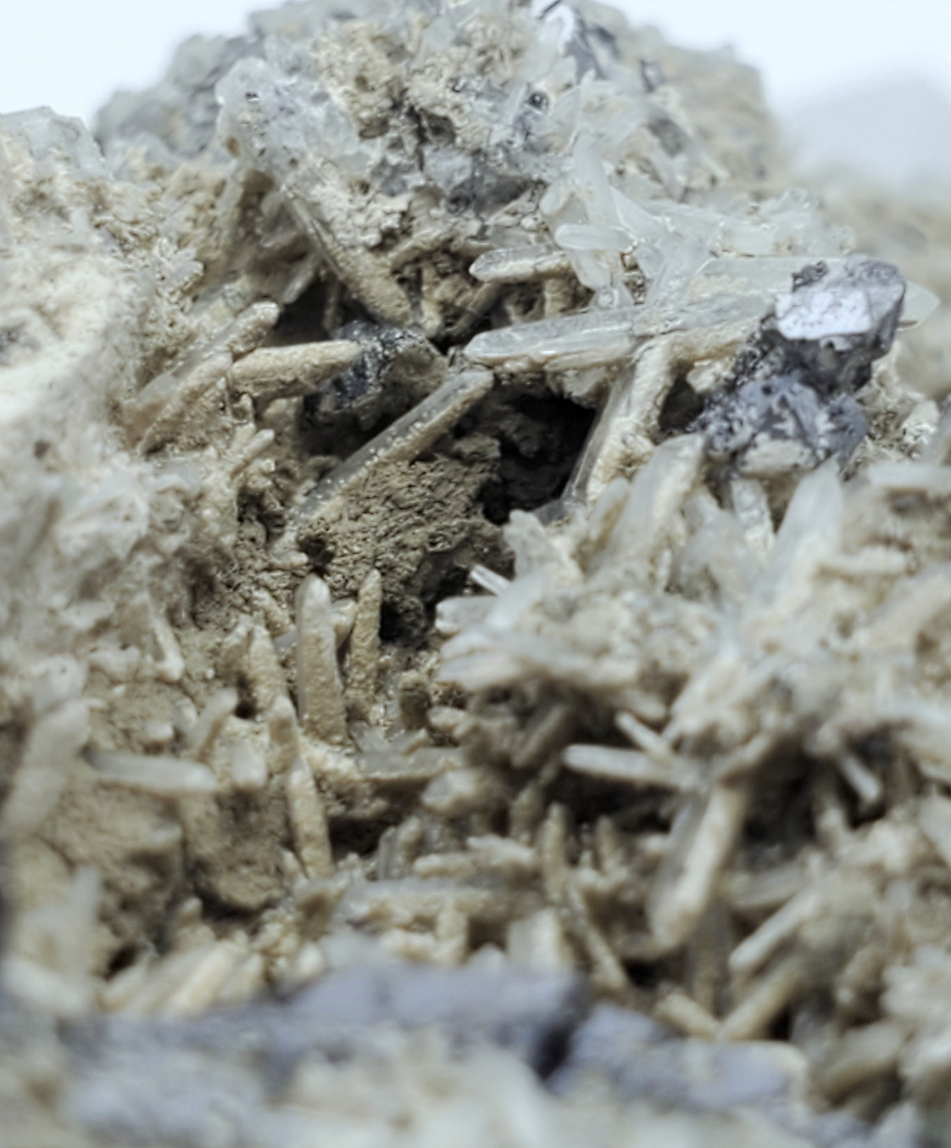 Galena and Needle Crystal Quartz Cluster Mineral Specimen - Bulgaria