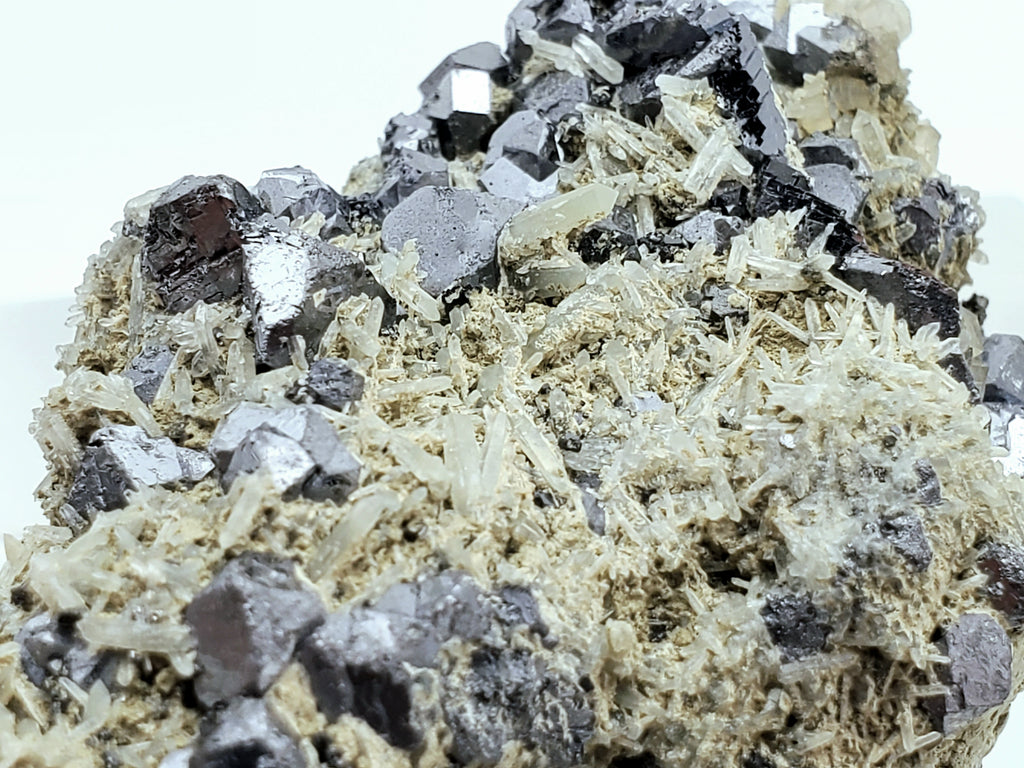 Galena and Needle Crystal Quartz Cluster Mineral Specimen - Bulgaria