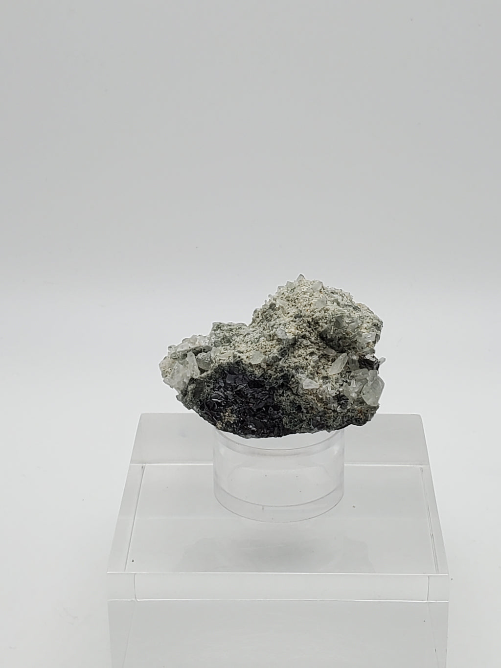 Galena and Needle Crystal Quartz Cluster Mineral Specimen - Bulgaria