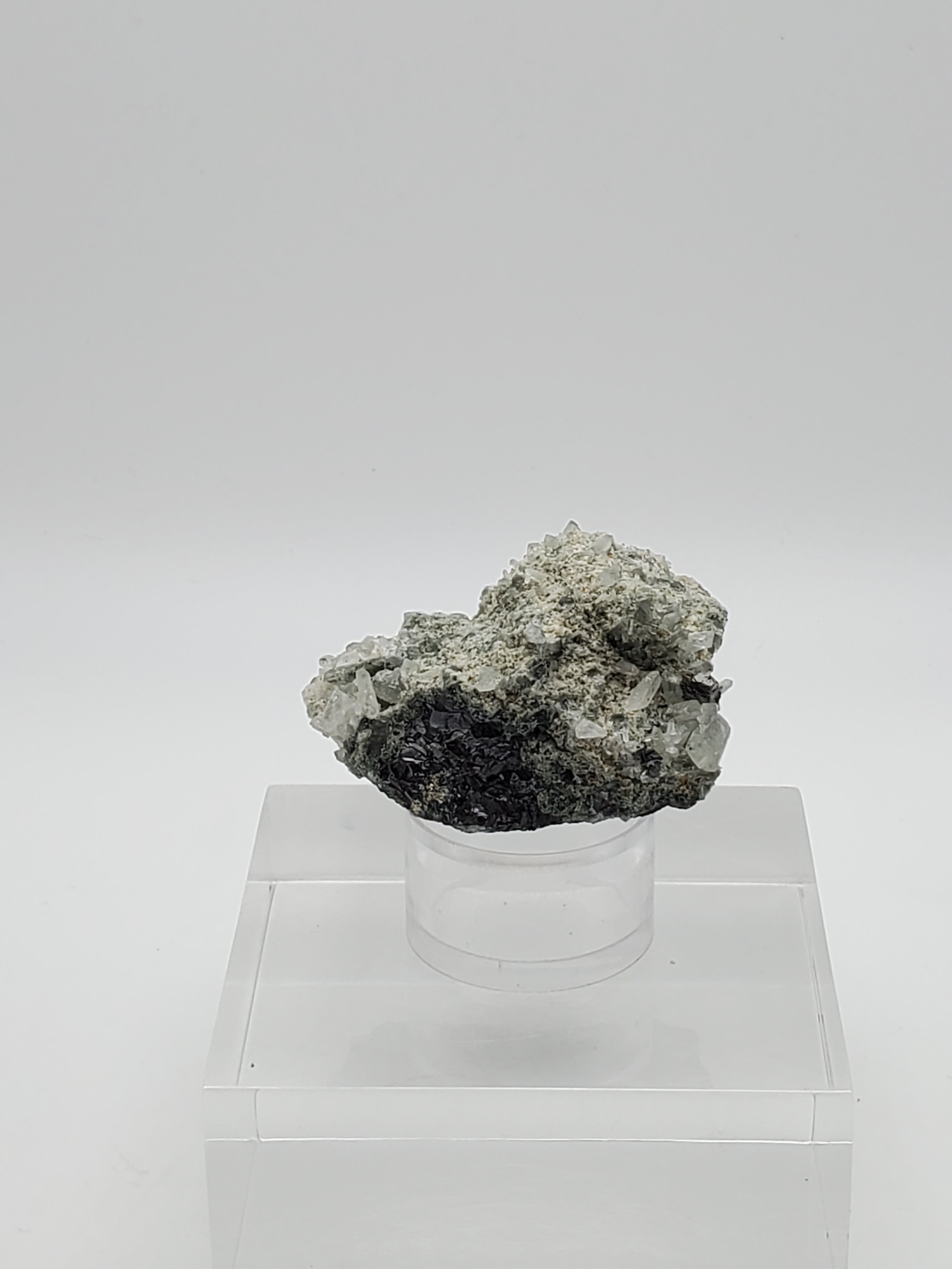 Galena and Needle Crystal Quartz Cluster Mineral Specimen - Bulgaria