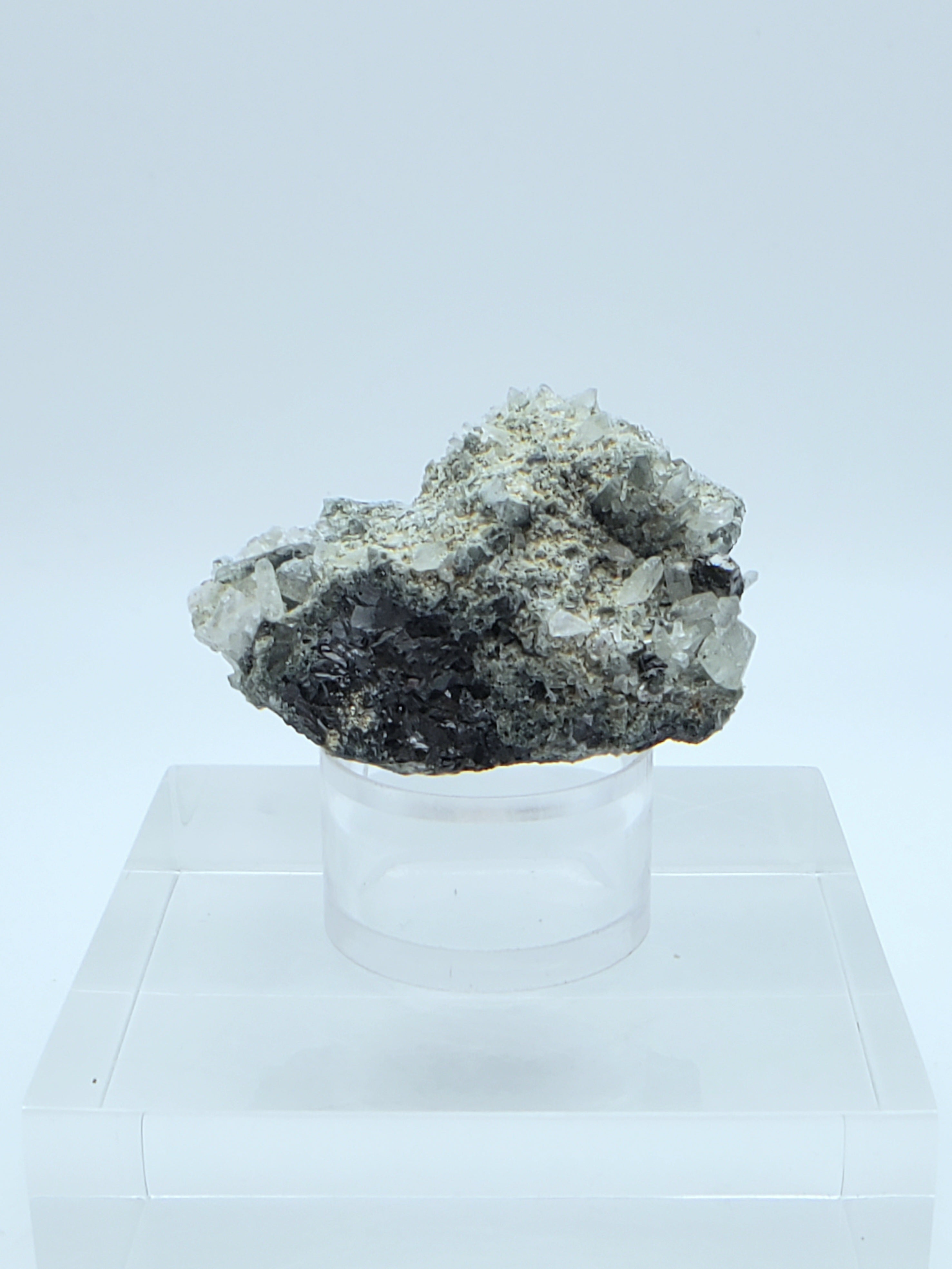 Galena and Needle Crystal Quartz Cluster Mineral Specimen - Bulgaria