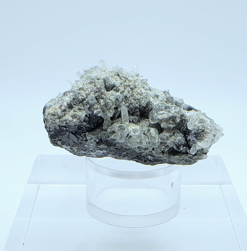 Galena and Needle Crystal Quartz Cluster Mineral Specimen - Bulgaria