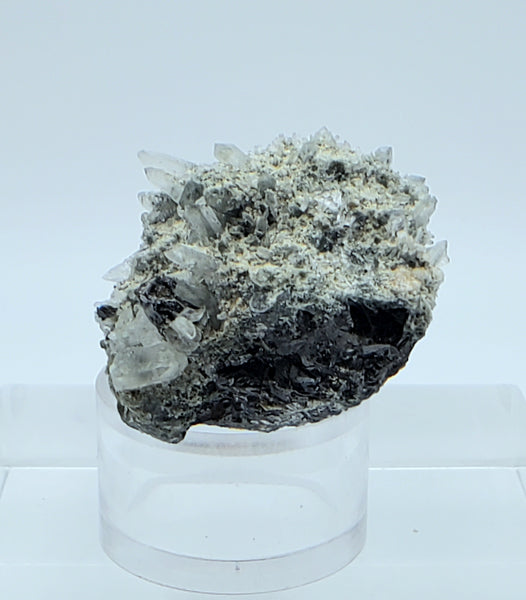 Galena and Needle Crystal Quartz Cluster Mineral Specimen - Bulgaria