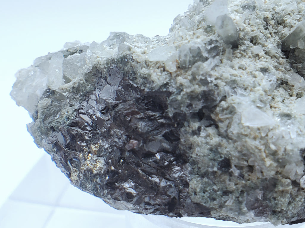 Galena and Needle Crystal Quartz Cluster Mineral Specimen - Bulgaria