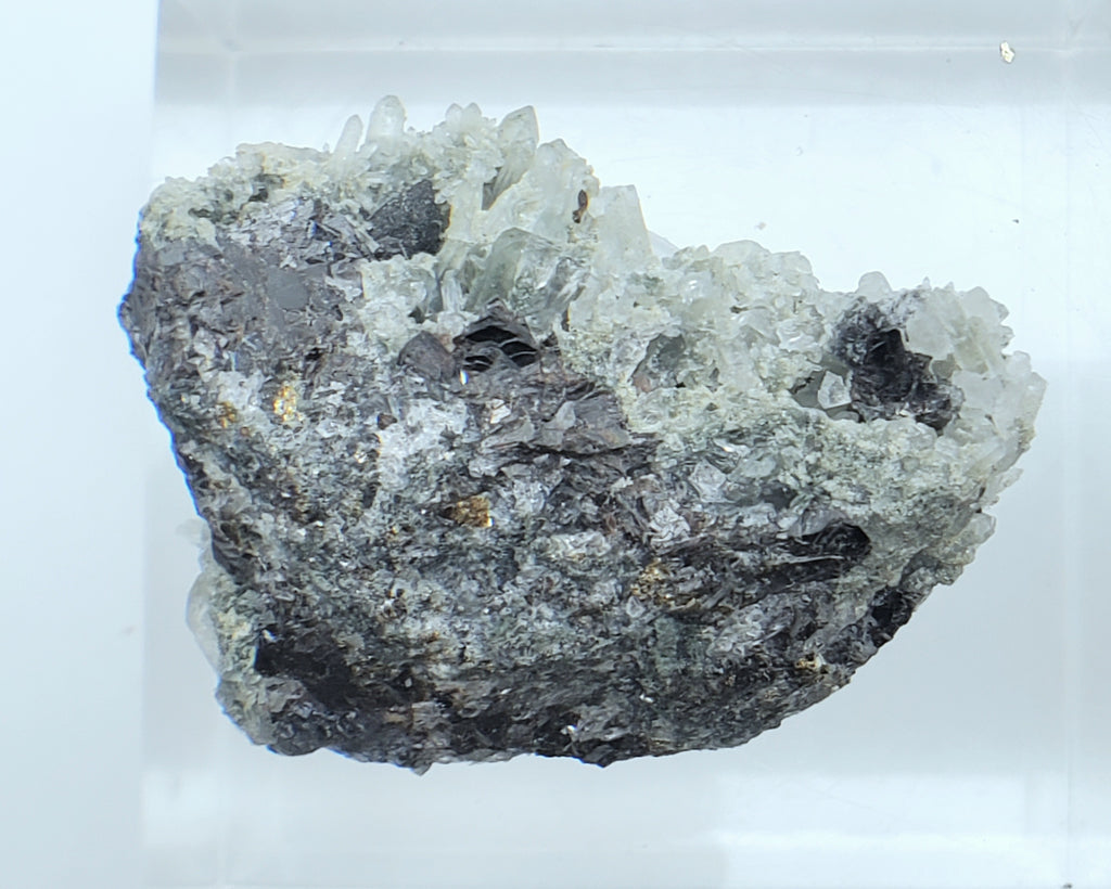 Galena and Needle Crystal Quartz Cluster Mineral Specimen - Bulgaria