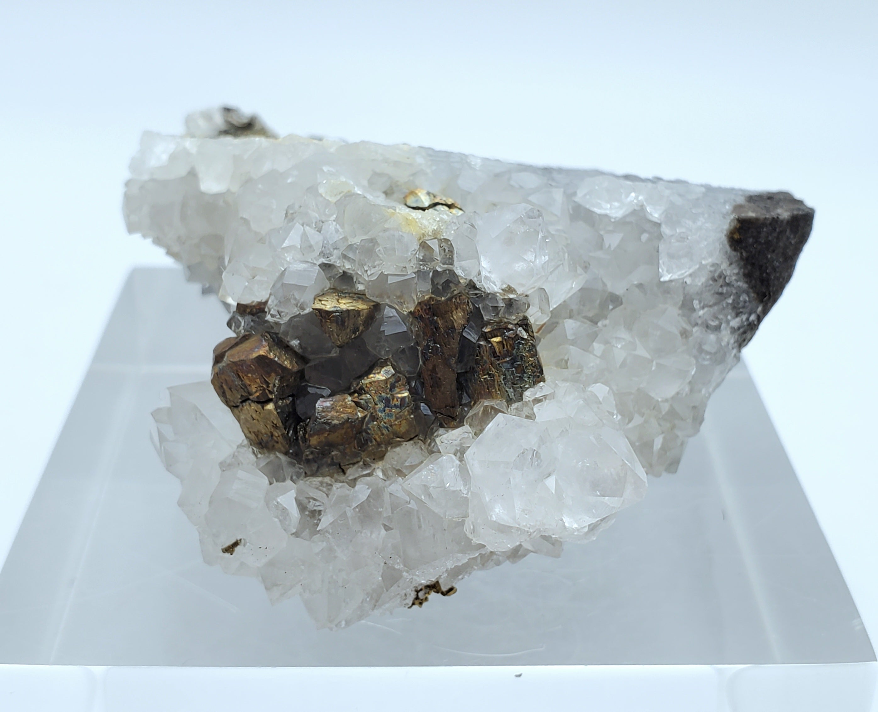 Quartz with Chalcopyrite Crystal Cluster Mineral Specimen - Missouri, USA