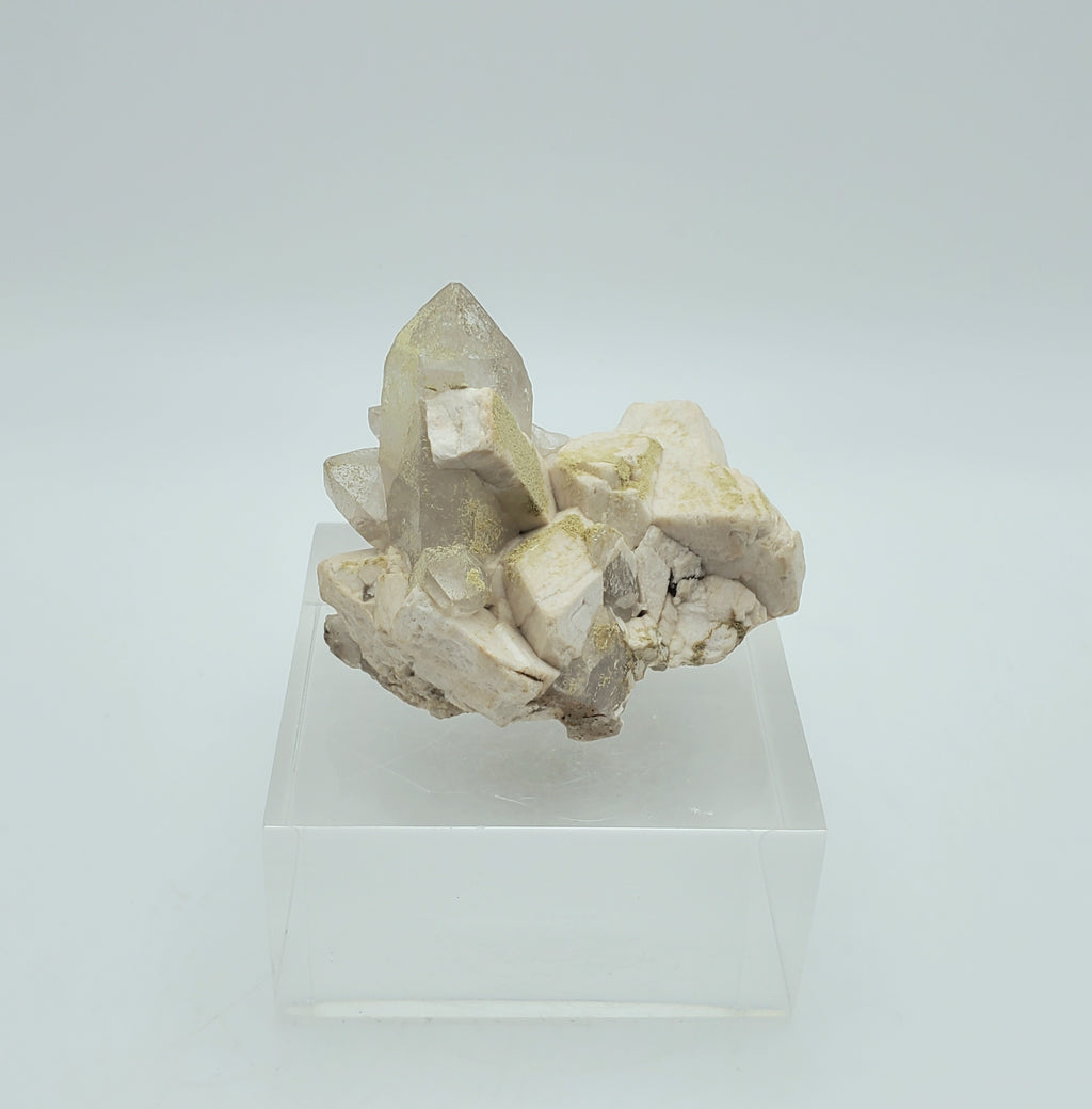 Chlorite Quartz Cluster on Feldspar Mineral Specimen - Nevada, USA