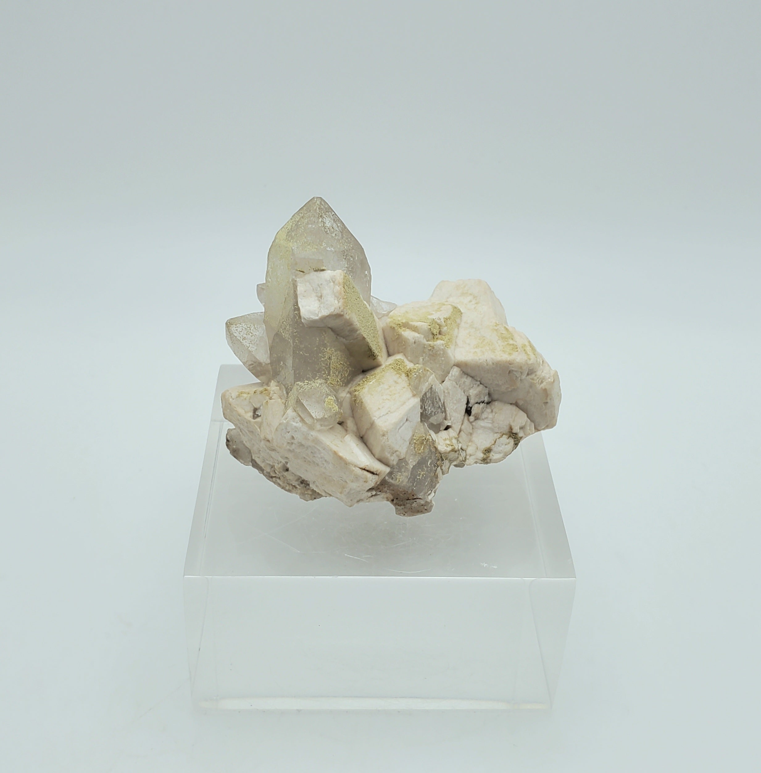 Chlorite Quartz Cluster on Feldspar Mineral Specimen - Nevada, USA