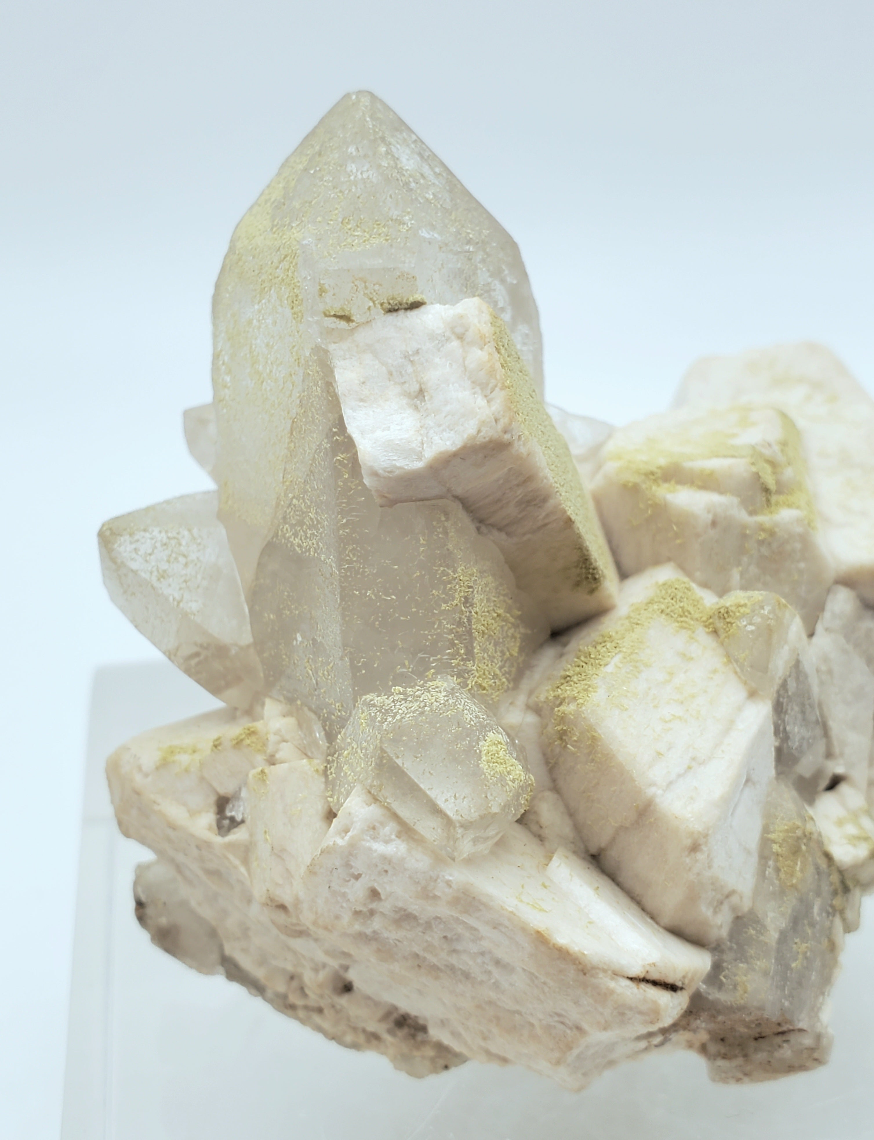 Chlorite Quartz Cluster on Feldspar Mineral Specimen - Nevada, USA