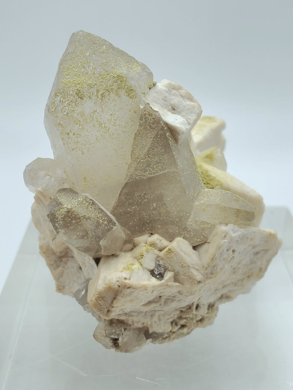 Chlorite Quartz Cluster on Feldspar Mineral Specimen - Nevada, USA