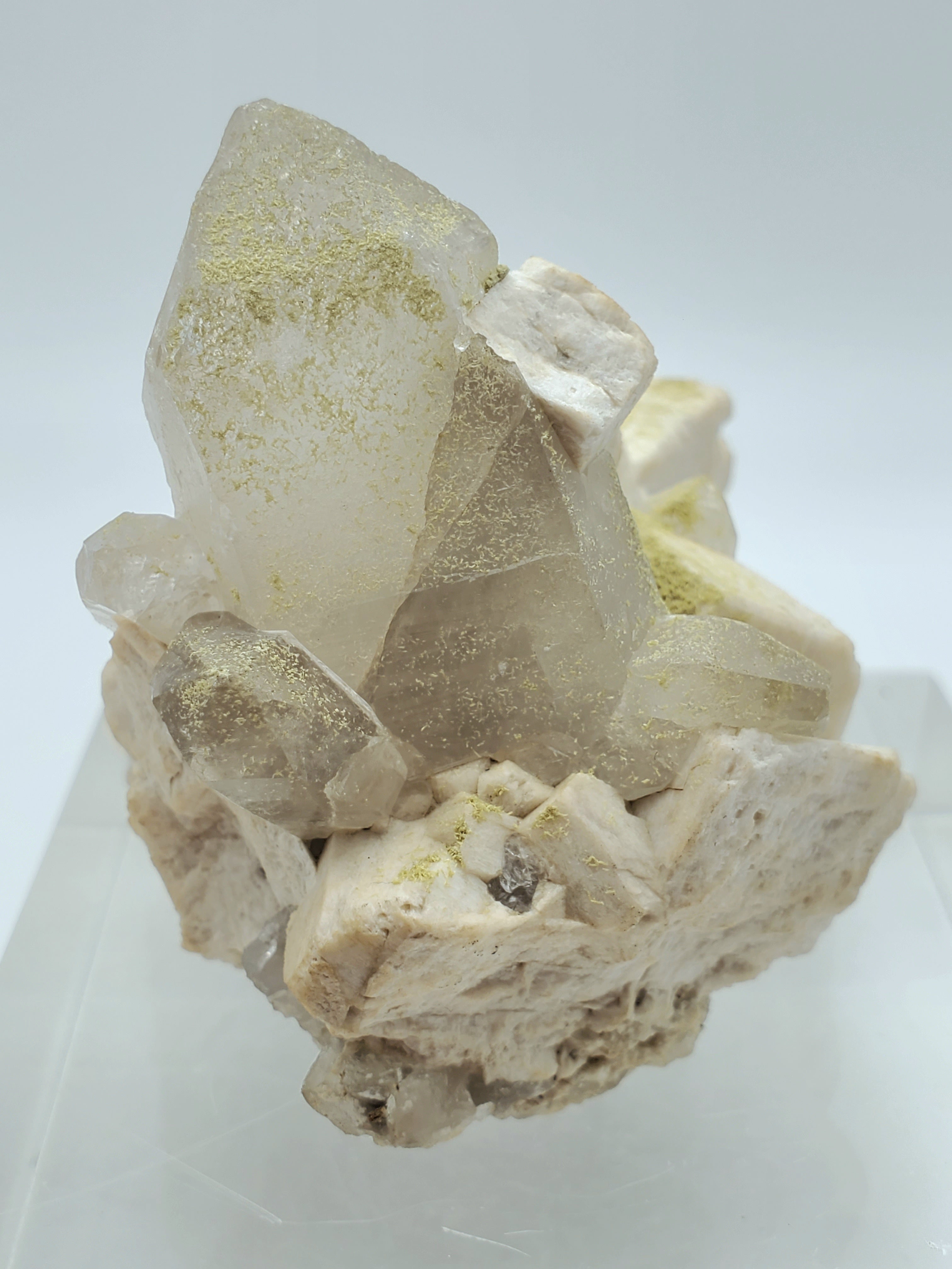 Chlorite Quartz Cluster on Feldspar Mineral Specimen - Nevada, USA