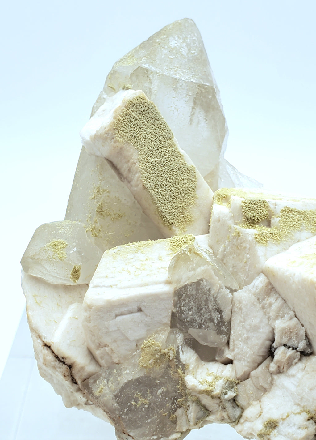 Chlorite Quartz Cluster on Feldspar Mineral Specimen - Nevada, USA