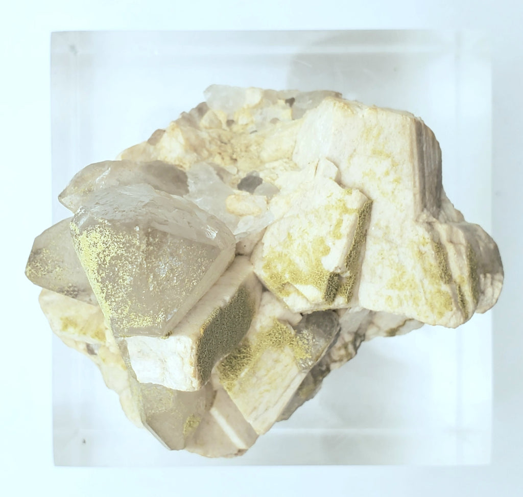 Chlorite Quartz Cluster on Feldspar Mineral Specimen - Nevada, USA