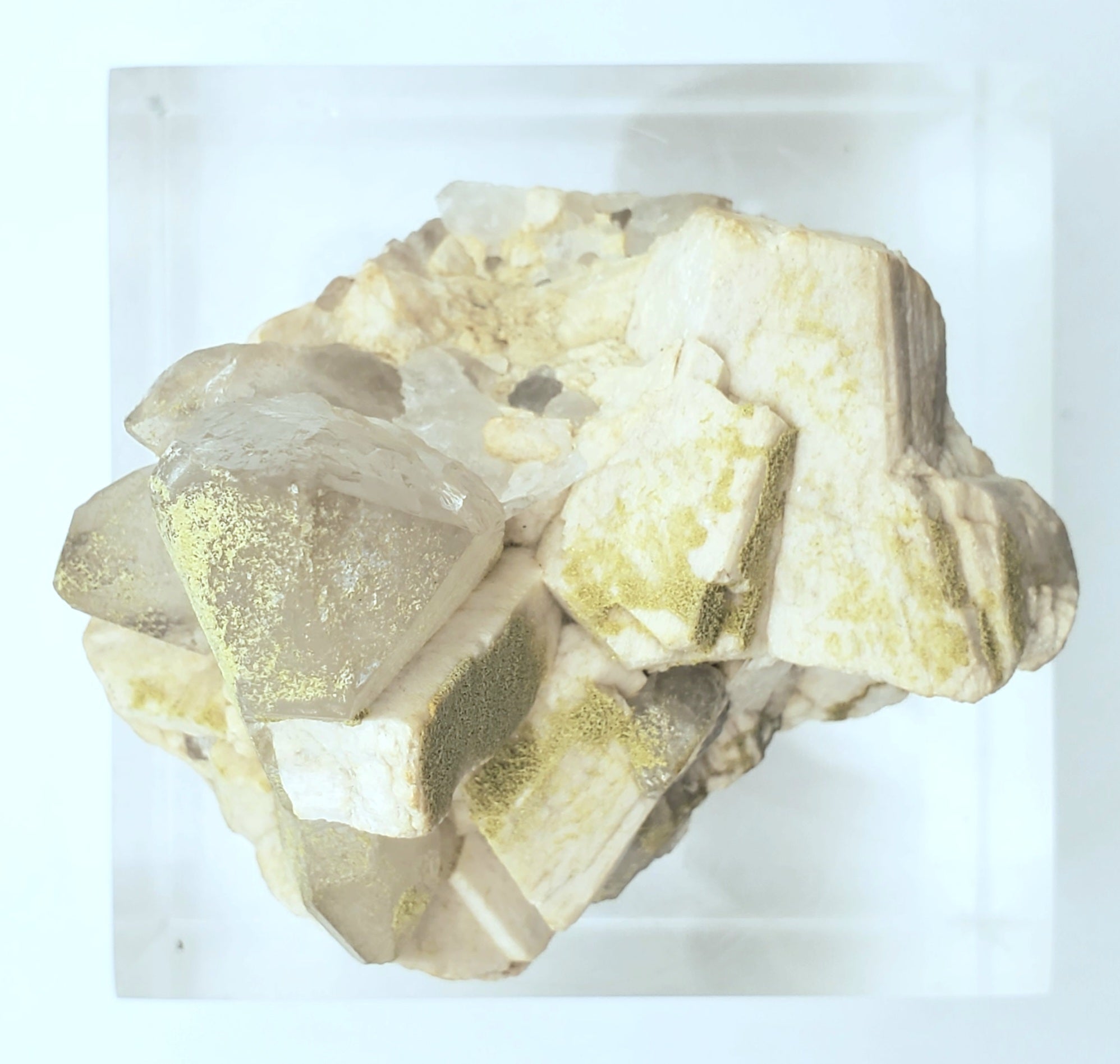 Chlorite Quartz Cluster on Feldspar Mineral Specimen - Nevada, USA