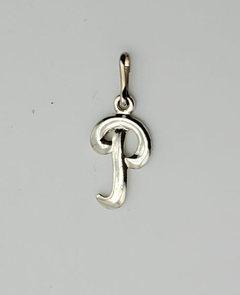 Silver Tone Monogram Letter "P" Pendant