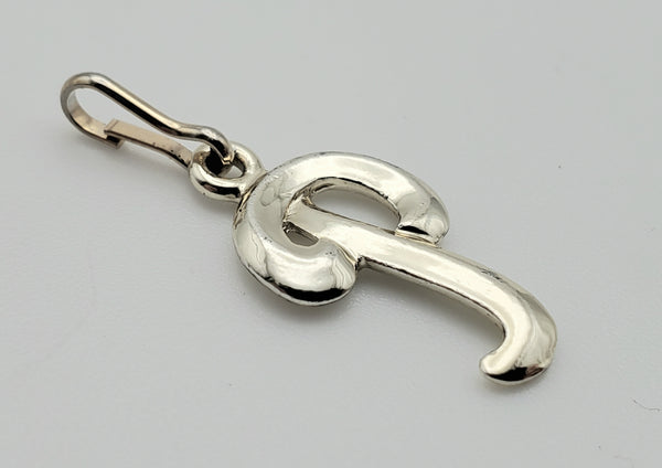 Silver Tone Monogram Letter "P" Pendant