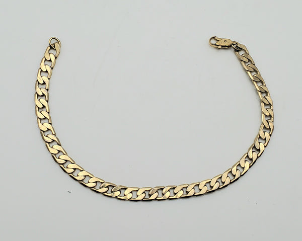 Gold Tone Cuban Link Bracelet - 9.25"
