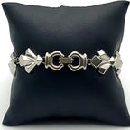 Vintage Unique Link Silver Tone Metal Bracelet - 7"