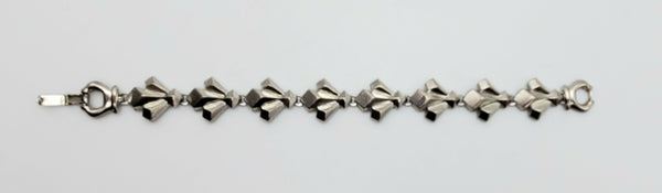 Vintage Unique Link Silver Tone Metal Bracelet - 7"