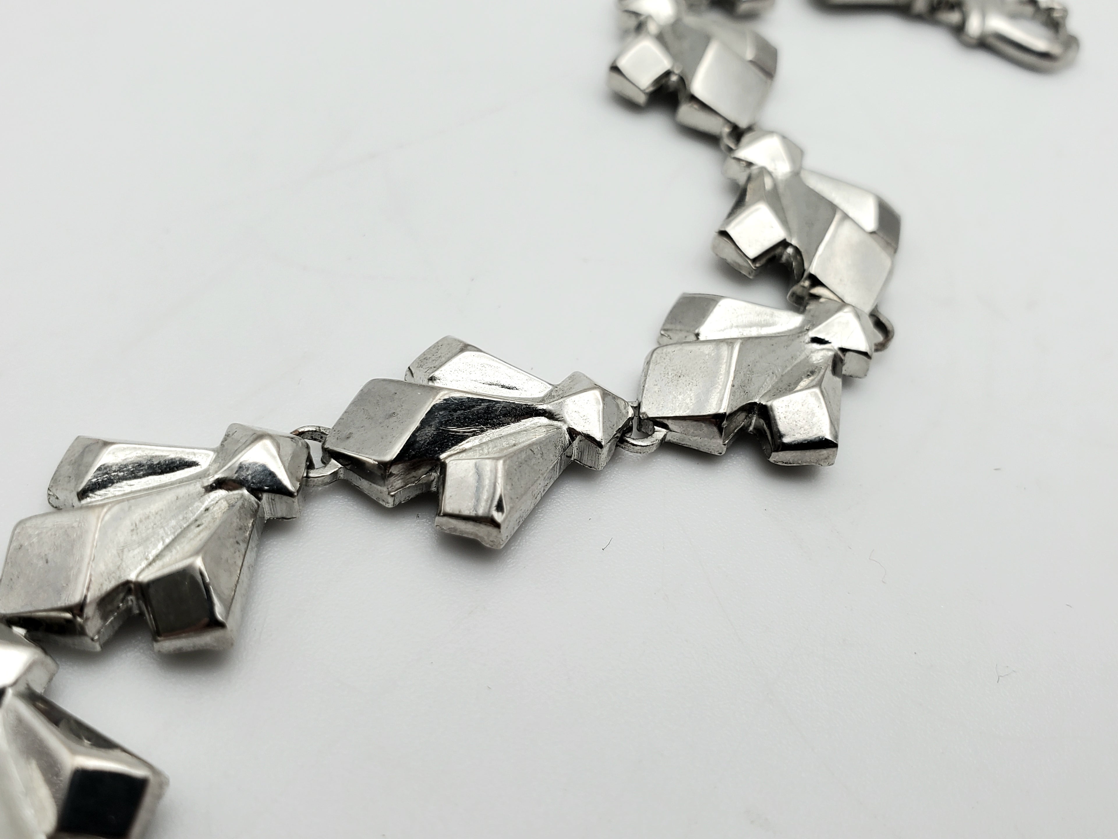 Vintage Unique Link Silver Tone Metal Bracelet - 7"
