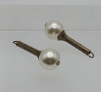 Vintage Pair of Faux Pearl Silver Tone Metal Beads