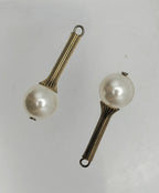 Vintage Pair of Faux Pearl Silver Tone Metal Beads