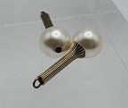 Vintage Pair of Faux Pearl Silver Tone Metal Beads