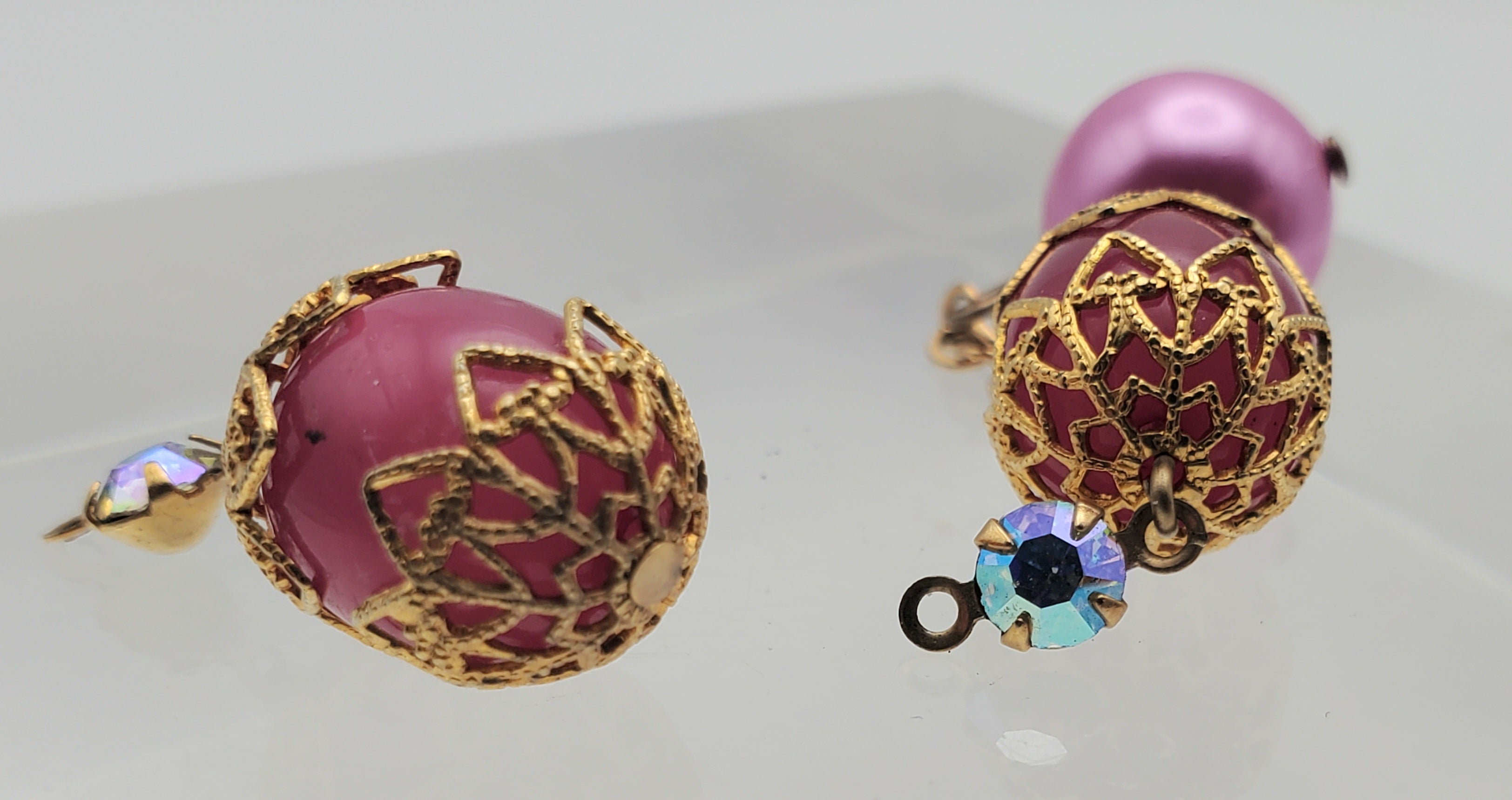 Vintage Trio of Fun Pink Dangle Beads