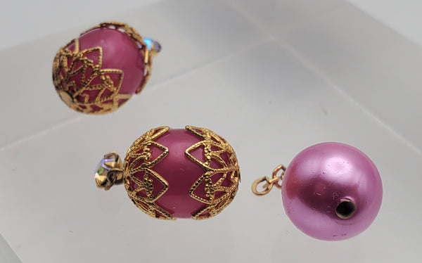 Vintage Trio of Fun Pink Dangle Beads