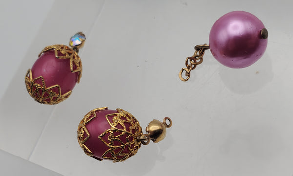 Vintage Trio of Fun Pink Dangle Beads