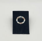 Lamode - Vintage Sterling Silver Floral Hand Painted Guilloche Enamel Hoop Brooch