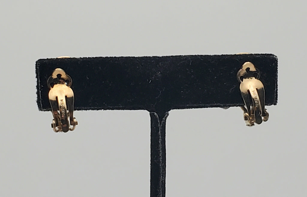 Vintage Tiger's Eye 12k Gold Filled Clip-On Earrings