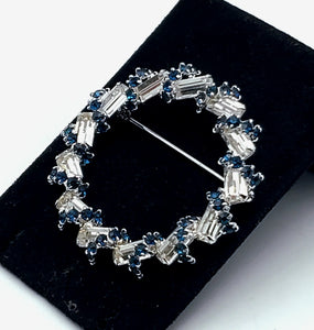 Vintage Silver Tone Rhinestone Wreath Brooch