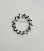 Vintage Silver Tone Rhinestone Wreath Brooch
