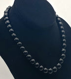 Vintage Graduated Black Bead Necklace - 16"