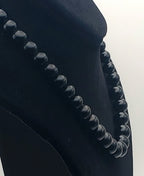 Vintage Graduated Black Bead Necklace - 16"