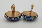 Vintage Aurora Borealis Beaded Clip-On Earrings