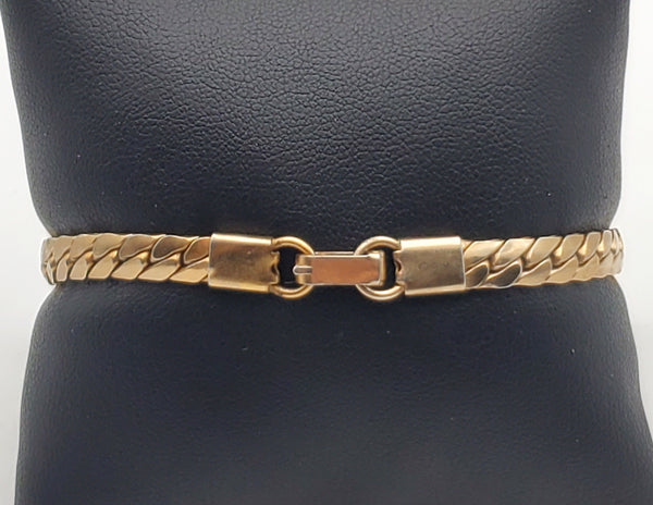 Vintage Gold Tone with Rhinestones Bowtie Chain Link Bracelet - 7.25"