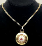 Genovit - De Luxe Antimagnetic Mainspring Gold Tone Watch on Gold Tone Chain Necklace - 29"